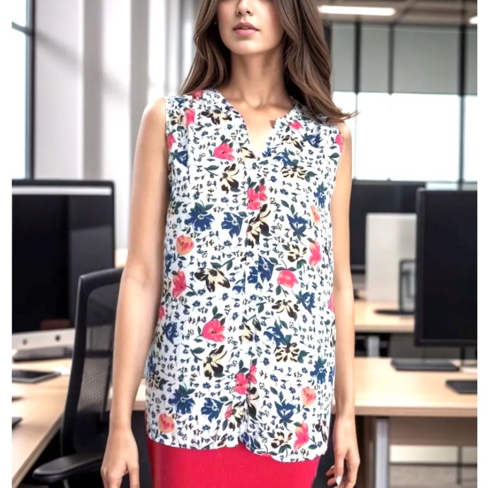 CHELSEA & THEODORE SLEEVELESS BUTTON FRONT TOP NEW (a397)